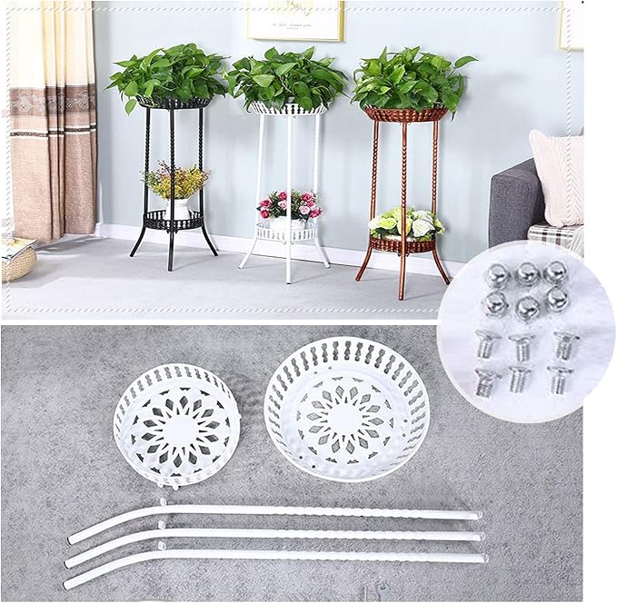 YANMENG Metal Iron High Plant Stand Indoor Outdoor, Sturdy Planter Stand, Corner Display Shelf, Weight Capacity 50 lbs（32in, Red Bronze
