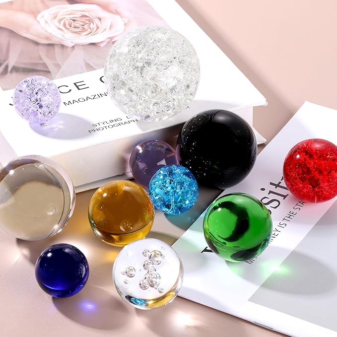 uxcell 30mm/1.2" Crystal Sphere Ball Glass Solid Decorative Sphere Crystal Ball Prop Ornament for Feng Shui Divination Fortune Telling Tabletop Fountain Decoration, Gold Yellow