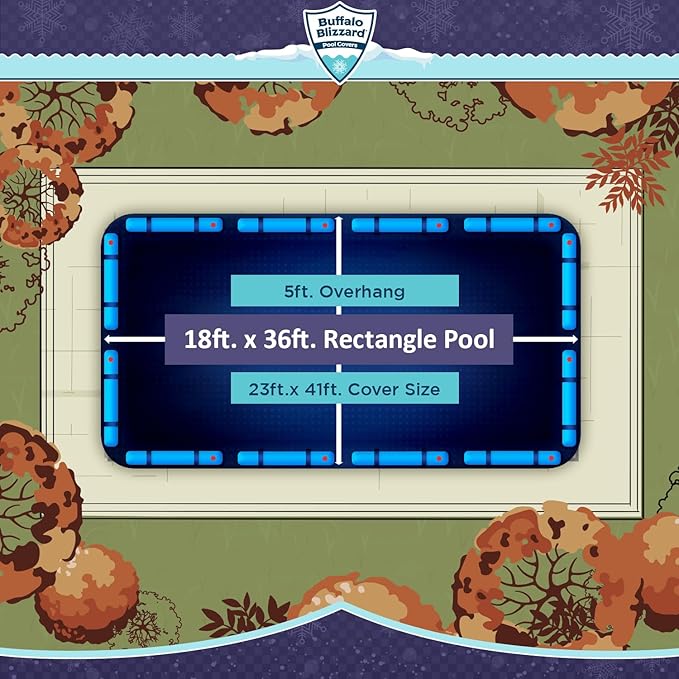 Buffalo Blizzard Deluxe 18 ft x 36 ft Rectangular Winter Pool Cover | Blue/Black | Closing Inground Swimming Pools | Easy to Install | Heavy Duty, Cold & UV Resistant | Shields from Seasonal Debris