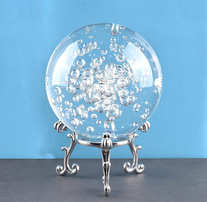 ChezMax Crystal 2 inch (50mm) Bubble Crystal Ball Paperweight Gorgeous Glass Ball for Decorative Ball Lensball Photography Gazing Divination or Feng Shui and Fortune Telling Ball
