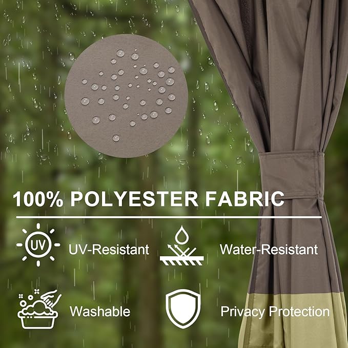 BPS 10' x 10' Gazebo Curtain Privacy 4-Panel Sidewall Outdoor Replacement Shade (Only Curtain)