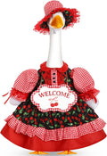 Lolita Goose Outfit Set for 23'' H Plastic Porch Cement Statue Cute Lolita Skirt Fall Spring Summer Goose Costume for Indoor Outdoor Yard Lawn Patio Art Decor(Cherry)