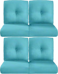 Pop 22x25/22x24 Outdoor Chair Cushions Set of 4 - Heavy Duty High Back Replacement Zippered Cushion for Patio Furniture Dining Rocking Chairs Loveseat L-Shape Sofa - Turquoise/Button