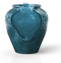 Teamson Home Floor Glazed Pot Water Fountain with Built-in LED Light and Pump for Outdoor Indoor Patio Garden Backyard Decking Home Décor, 17 inch Height, Teal