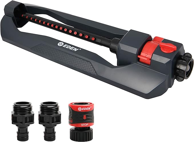 Eden 94105 Lawn & Garden Essential Oscillating Water Sprinkler for Yard with Width and Flow Control