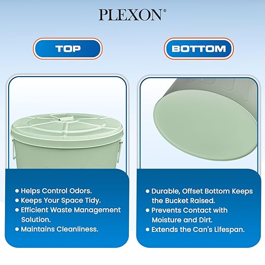 Plexon Large Metal Trash Can with Lid 20 Gallon, Decorative Outdoor Trash Can Heavy Duty Galvanized Metal Bucket with Lid for Garage Workshop Ash Storage Farmhouse, Green 2 Pack