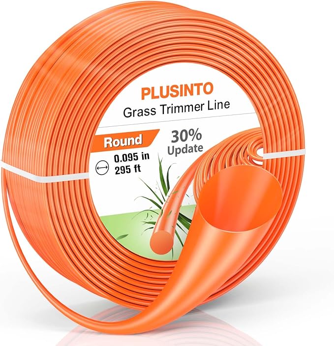 String Trimmer Line .095", 295 Feet Weed Eater String, Round Trimmer Line for Universal Replacement, Orange Premium Nylon String Trimmer Line for Medium& Heavy Grass&Weeds