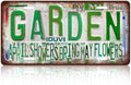 Vintage Garden Metal Tin Sign License Plate Wall Decor for Garden Lover 12 x 6 Inches - april showers bring may flowers