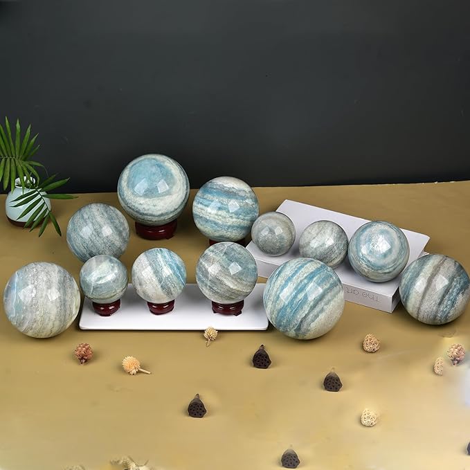 JIC Gem Natural Large Healing Crystal Sphere Ball Trolleite Crystal Decorative Ball Chakra Meditation Fengshui (110-120mm)