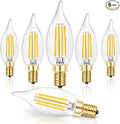 Hizashi LED Candelabra Bulbs 60 watt Equivalent 5000K Daylight White, Dimmable E12 Bulb Candelabra Base, 90+ CRI 6W 550LM, CA11 Flame Tip Candle Light Bulbs, UL Listed - 6 Pack