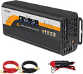 500W Pure Sine Wave Inverter (1000W Peak), 12V/24V Auto-Detect, 50Hz/60Hz Switchable, LCD Display, Type-C Fast Charging, Silent Design, Overload & Overheat Protection for RV, Home (Black-500W)