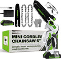 Gardtech Mini Chainsaw Cordless 6 Inch - Portable Electric Chainsaw Cordless Battery Powered, Handheld Small Chain Saw with 2-side Security Lock [Southpaws Friendly] for Wood Cutting, Pruning Branches