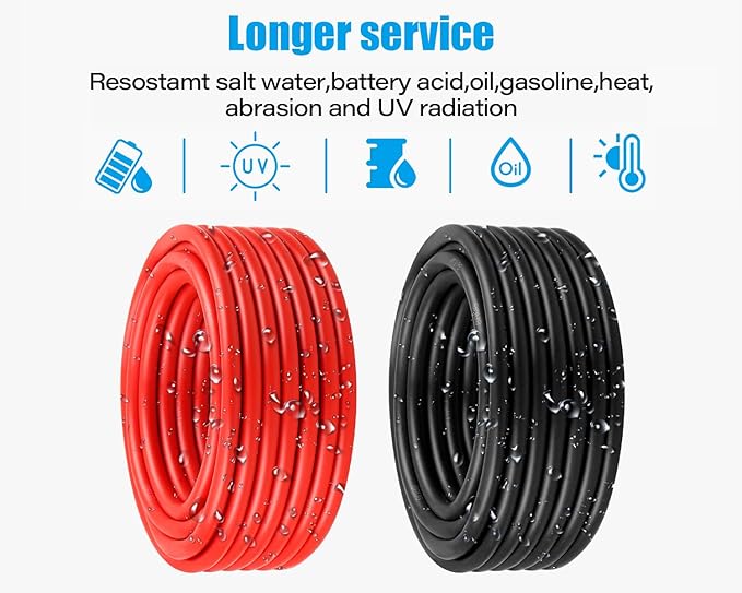 8 AWG Solar Cable 30FT Red + 30FT Black Tinned Copper Wire, 8 Gauge Solar Panel Wire for RV, Automotive, Trailer, Marine, Outdoors