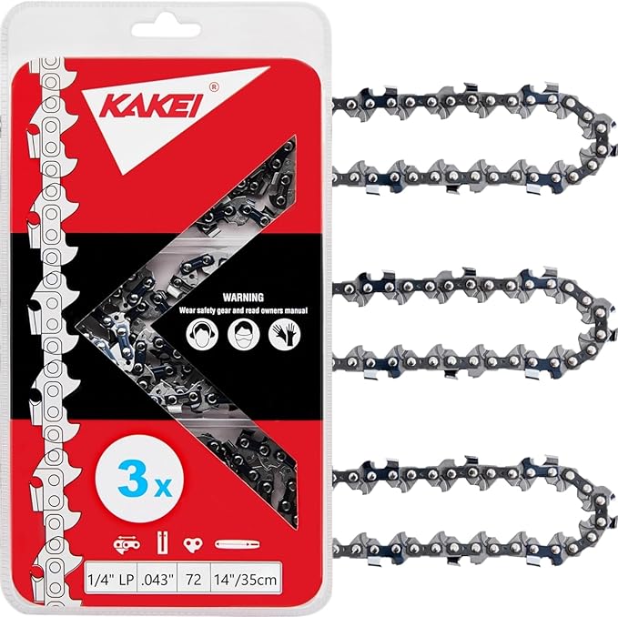 KAKEI 14 Inch Pole Saw Chain for Stihl 1/4" Pitch .043" Gauge 72 Drive Links Chainsaw Chain - 71PMM3 72 for Stihl Pole Saws (3 Chains) - Semi Chisel