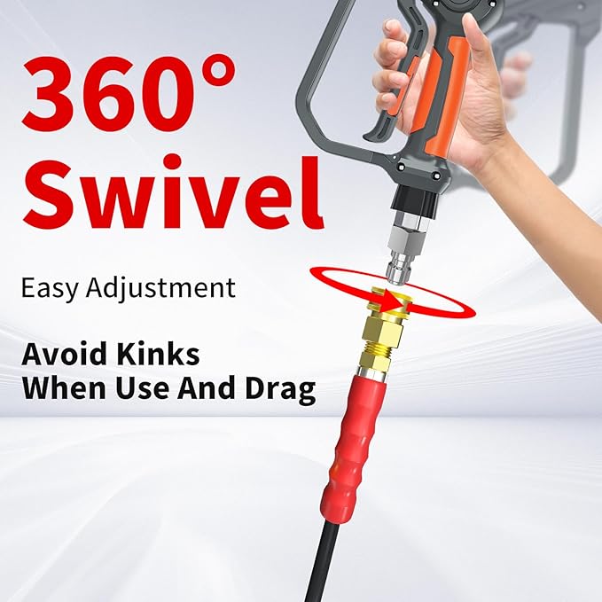 Pressure Washer Hose 50FT, 4800PSI Wire Braid Power Washer Extension Hose 3/8 Inch High Tensile, Flexible Kink Resistant Heavy Duty Replacement Hose with 3/8 Quick Connect
