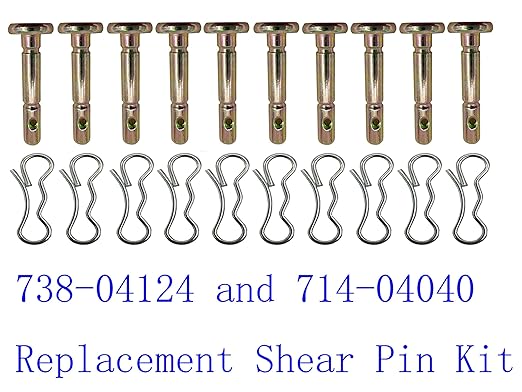 10 PK 738-04124A and 714-04040 Shear Pins and Cotter Pins for Cub Cadet Troy Bilt Snow Throwers