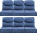 Luxury 24x24x6 Inch Smile Patio Cushions for Outdoor Furniture Set of 6 - Thick Back & Deep Seat Outside Replacement Chair Pillows for Rattan Metal Glider Loveseat Sectional Sofa - Navy Blue