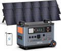OSCAL PowerMax 6000 Solar Generator with 2x500W Solar Panels, 120/240V Split Phase Voltage 6000W AC Outlets (7200W Peak), 3600Wh Power Station Expandable to 57.6kWh, Emergency for Home