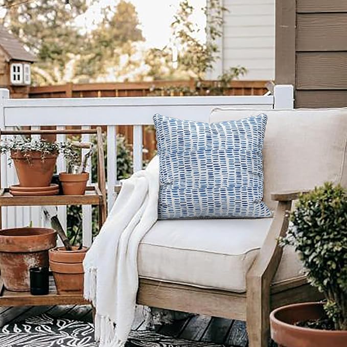 LVTXIII Outdoor Throw Pillows 20x20 Patio Waterproof Square Pillows with Piping Fade Resistant Accent Pillow for Spring Summer Garden Decoration, Set of 2, Pebble Blue