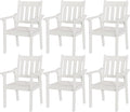 YEFU Patio Dining Chairs Set of 6: All Weather Outdoor Dining Chairs with Wide Curved Seat and Backrest - Outdoor Furniture Plastic for Outside Backyard/Garden/Porch/Deck 350lbs Capacity White