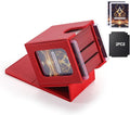 MTG Deck Box, Double Display Window MTG, Commander Deck Box Fits 120+ Single Sleeved Cards, PU Leather Magnetic Closure Card Box with 2 Dividers&2 Toploaders for TCG, CCG, Red