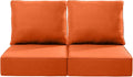 Luxury 24x24x6 Inch Outdoor Seat Cushions - Set of 2 Water Resistant Patio Chair Replacement Cushion for Porch Set Rattan Dining Rocker Glider Chairs Loveseat Couch Sectional Sofa - Orange