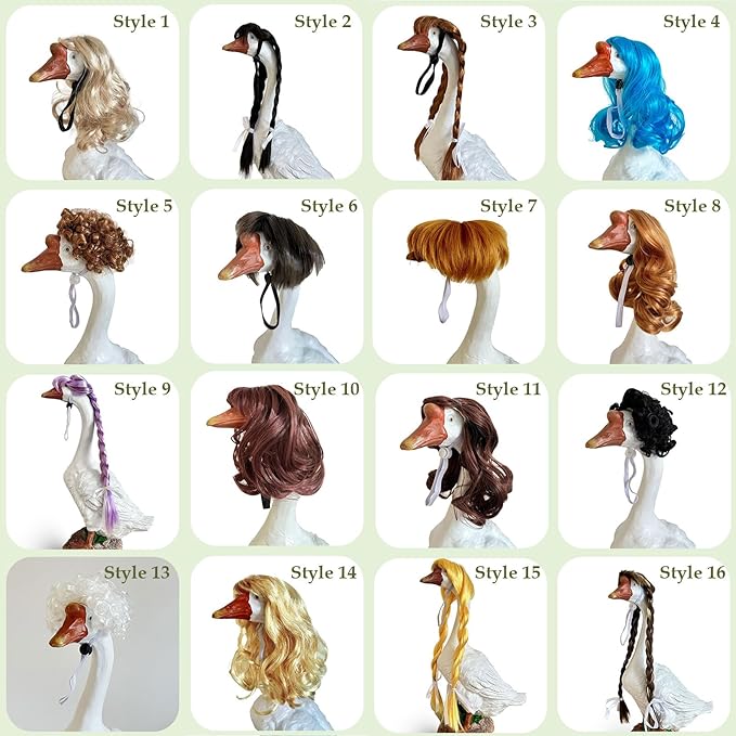 Porch Goose Wigs, Porch Goose Outfits Lawn Goose Statue Accessories for Outdoor Garden Patio Yard Goosey Decor （Style 2）