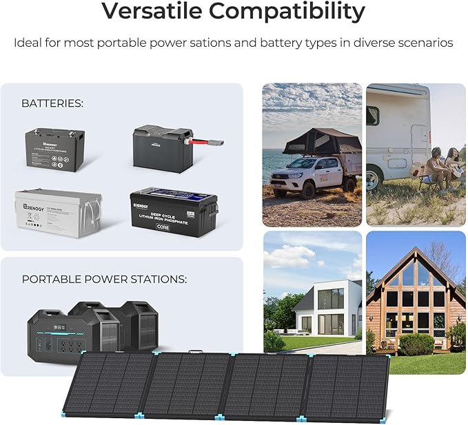 Renogy 300W Portable Solar Panel Suitcase, 25% High Efficiency N-Type Foldable Solar Charger for Power Station, Durable for Decades, 17% Lighter with Kickstands, for RV Camping Off-Grid Blackouts
