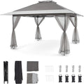 Bezseller 13x13 Pop Up Gazebo Tent with Mosquito Netting – Quick Set Up, Water-Resistant Outdoor Canopy for Patio, Garden, Backyard, and More,Deep Grey