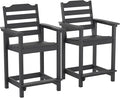 OTSUN Tall Adirondack Chairs Set of 2 with Connecting Tray, 24 inches HDPE Bar Height Outdoor Chairs, All Weather Resistant for Balcony, Porch, Kitchen (2 PCS, Black)
