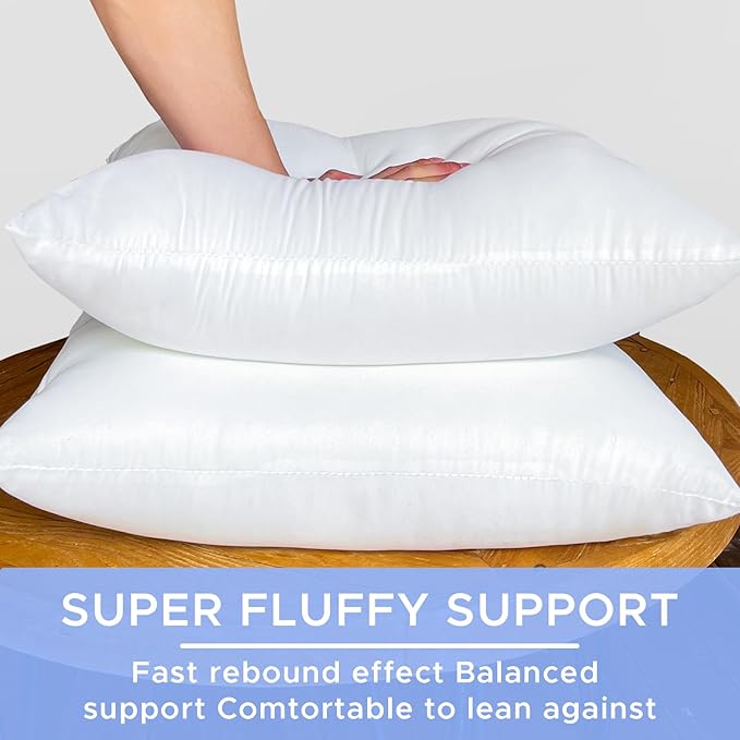 20x20 Inch Outdoor Throw Pillow Inserts, Pack of 2 - Premium Water-Resistant Decorative Pillows Stuffer for Patio Furniture,Sofas,Chairs &Porch Swing - White