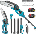 2-in-1 Cordless 8 Inch Pole Saw for Tree Trimming, 4.2M Extended Reach Electric Pole Saw with 180° Adjustable Head, Brushless Motor, 2×4.0Ah High-Capacity Batteries & Extra Chain