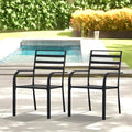 Outdoor Dining Chairs Set of 2, Aluminum Frame Stackable Patio Dining Chairs with Armrest, Wrought Iron Patio Bistro Chairs for Lawn, Backyard, Garden, Porch