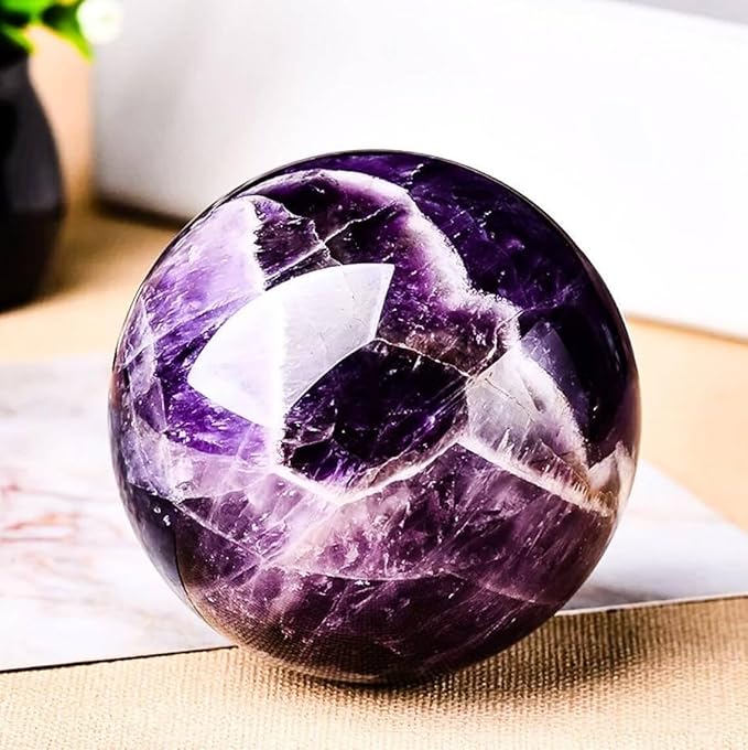 Natural Amethyst Crystal Ball,Amethyst Sphere Healing Crystal Ball with Stand (700g)…
