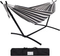 Hammock with Stand for Outside, Heavy Duty Space Saving Steel Stand with 450 lb Capacity,Double Hammock with Portable Carrying Bag, Hamacas para Adultos for Outdoors, Patio, Garden, Yard