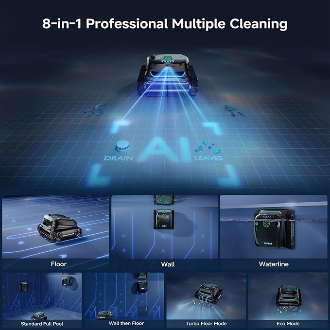 (2025 Upgrade) WYBOT S2 Solar Vision Robotic Pool Vacuum for Inground Ground Pools, AI Vision Pool Cleaner, Smart Auto Return/Parking & Charge, Enhanced Scheduled Cleaning, App Support