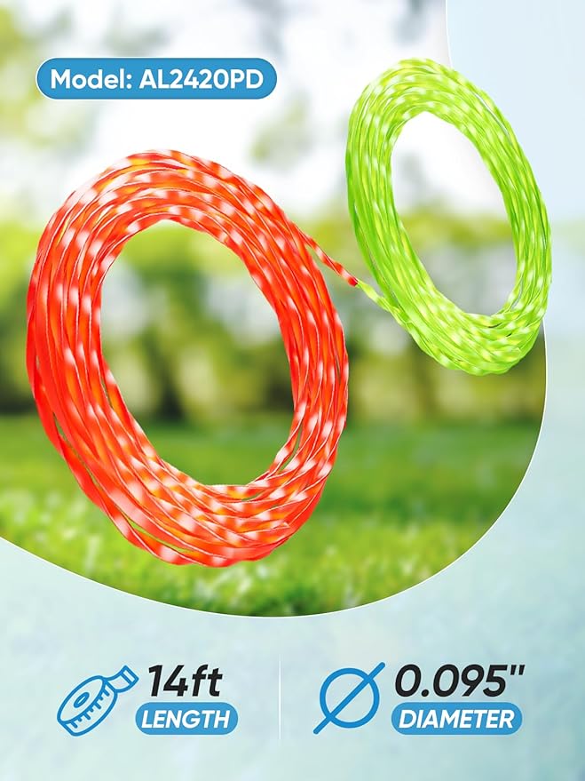 12 Pack AL2420PD Replacement Twisted Trimmer Line Compatible with All EGO 15-Inch String Trimmers Weed Eater, Dual Color Pre-Cut 0.095" 168Ft Weed Wacker String line for EGO Trimmers String