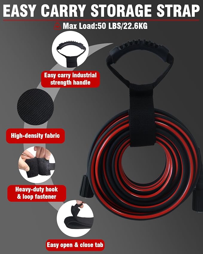Flexible Pressure Washer Hose 50 FT, 3600 PSI Kink Resistant Power Washer Hose Replacement, 1/4" electric Washer Hose Extension With M22 x 3/8" Quick Connector