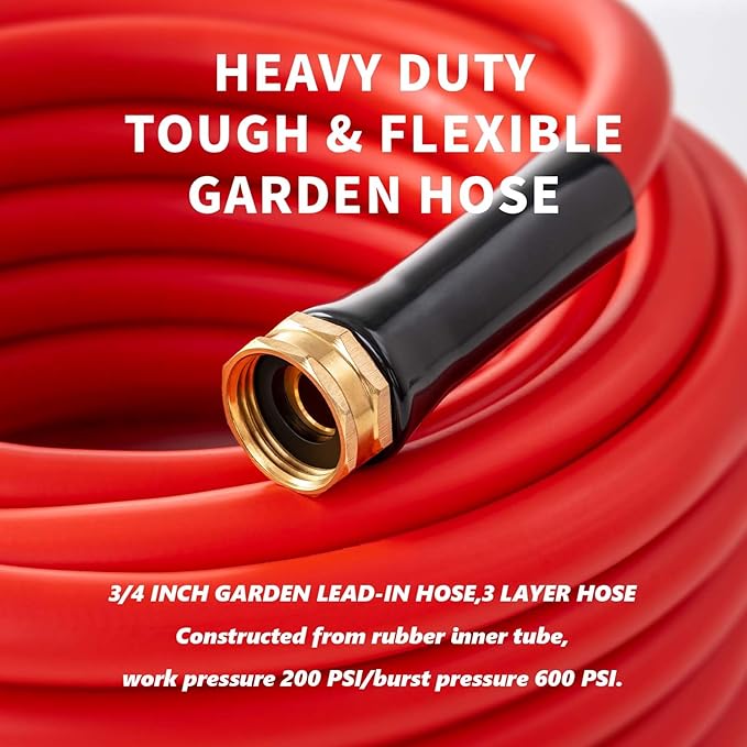 Garden Hose 5ft x 3/4” Hot Water Hose, Heavy Duty -50°F to 190°F,Burst 600Psi Flexible Upgraded Rubber Hoses,3/4” Solid Fittings for All-weather Outdoor Lawn & Garden