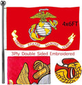 Jayus Embroidered US Marine Corps Military Flags 4x6 Outdoor - 340D Heavy Duty Nylon Double Sided USMC Flag Banner with 2 Grommets