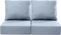 Luxury 24x24x6 Inch Outdoor Seat Cushions - Set of 2 Water Resistant Patio Chair Comfortable Cushion for Porch Rattan Dining Rocker Glider Chairs Loveseat Couch Sectional Sofa - Baby Blue
