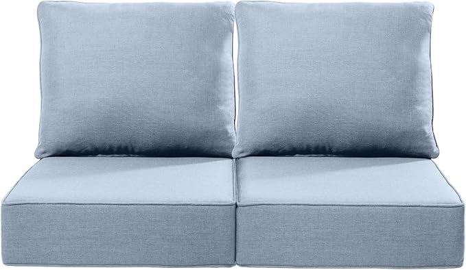 Luxury 24x24x6 Inch Outdoor Seat Cushions - Set of 2 Water Resistant Patio Chair Comfortable Cushion for Porch Rattan Dining Rocker Glider Chairs Loveseat Couch Sectional Sofa - Baby Blue