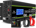 NOVOPAL 3000 Watt Pure Sine Wave Power Inverter DC 12V to AC 110V 120V Rv Inverters with 3 AC Outlets,High Power Terminal-16 ft Remote Control, LCD Display for Truck, Hurricane, Home