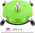 14" Pressure Washer Surface Cleaner with 4 Wheels - Coated Green Stainless Steel Surface Cleaner for Pressure Washer Attachment for Concrete, Patio, Sidewalk, Deck and Driveways - PWS14G