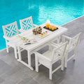 5 Piece HDPE Outdoor Dining Set for 4, Patio Dining Furniture Set with Umbrella Hole, Outdoor Table and Chairs for Garden, Poolside, Backyard, Deck