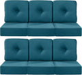 Luxury 22x24/22x25 6-Inch Outdoor Deep Seat Cushions Set of 6 - Comfortable Patio Zipper Chair Cushion for Wicker Wicker Rocking Swivel Chairs Loveseat Couch Sectional Sofa - Peacock Blue