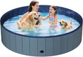 UCCY Foldable Dog Pool for Large Dogs Hard Plastic Kiddie Swimming Pool Non-Slip Portable Dog Bathtubs Collapsible Multi-Use Whelping Box Ball Pit Outdoor Pool for Backyard Duck Pond Grey XXL-72"x12"
