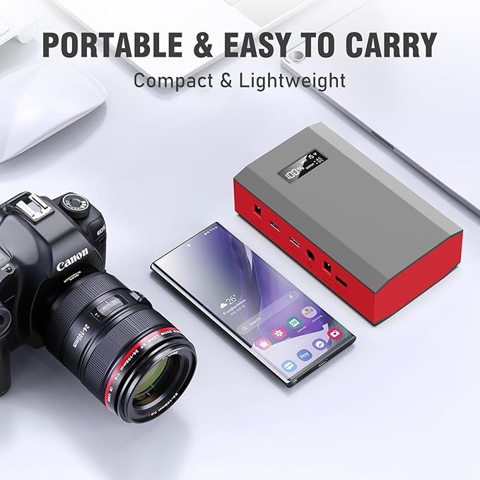 Portable Power Station with Foldable Solar Panel, 120W 110V USB-C Solar Power Bank Battery Generator with Panel, Portable Power Bank with AC Outlet for Laptop Smart Device Home RV Outdoor Camping