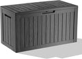 EasyUp 90 Gallon Outdoor Deck Box Waterproof, UV Resistant Resin Outdoor Storage Box for Delivery, Porch, Patio and Garden, Black