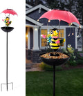 Bird Feeder Solar Garden Decor, Waterproof Bee Metal Wildbird Cardinals Hummingbirds Feeders with LED Lights, Gifts for Mom Grandma Bird Lovers Outdoor Path Yard Decoration